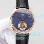 TUR Factory Swiss Copy IWC Pilot's Tourbillon Blue Face Rose Gold Watch 42mm